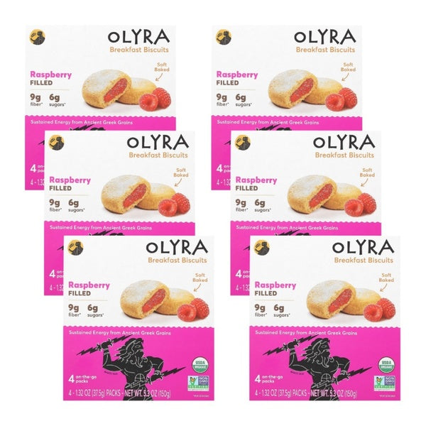 6-PACK OF Breakfast Bar Organic Raspberry Olyra 5.28 oz