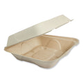 300-PACK OF World Centric TO-SC-U85-3-LFP 7 in. x 8.3 in. x 3.2 in. Paper Fiber Hinged Containers - Natural (300/Carton)