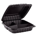 150-PACK OF 9 x 9 x 3 MFPP 3 Compartment Take Out Ccontainer - Black