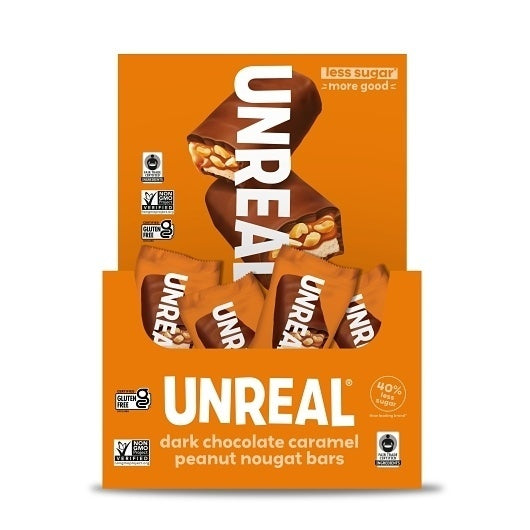180-PACK OF Dark Chocolate Nougat Bars Caddy Unreal Candy, 6 - 30 - 0.67 Oz