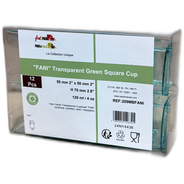 12 CT`-PACK OF CUP PLASTIC CLR GRN CU 4.2 OZ
