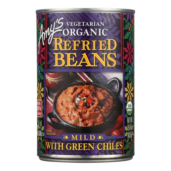 12-PACK OF Bean Refried With Green Chiles Amys 15.4 oz
