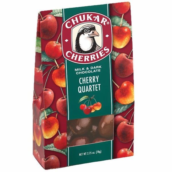 12-PACK OF Chocolate Covered Cherry Quartet, Chukar Cherry