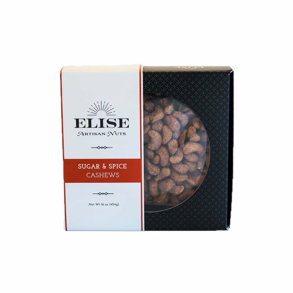 12-PACK OF Cashews Roasted, Sugar & Spice Elise Artisan Nuts