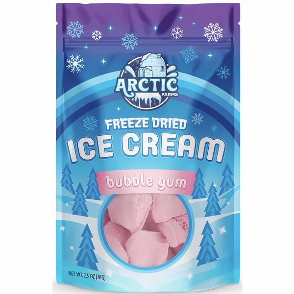 12-PACK OF Candy, Freeze Dried Ice Cream - Bubble Gum, Arctic Farms