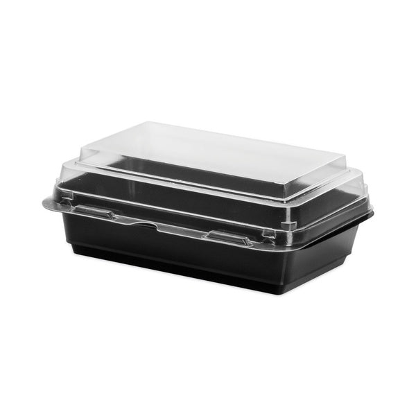 200-PACK OF Container Food SOLO 846612-PS94 Premium Hinged Plastic Hot Deli Boxes - 24 oz. Clear Top & Black Bottom Containers for Food Delivery (200/Carton)