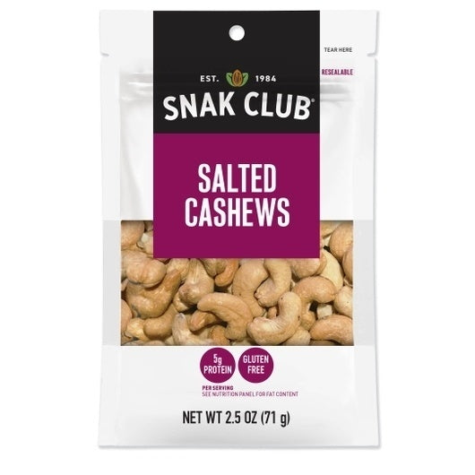 6-PACK OF Salted Cashews Snak Club, 6 - 2.5 Oz