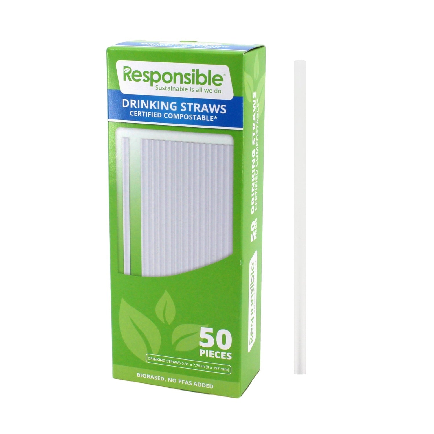 1200-PACK OF STRAW PLASTIC COMPOSTABLE STRAIGHT 7.75 INCH 50CT DISPOSABLE