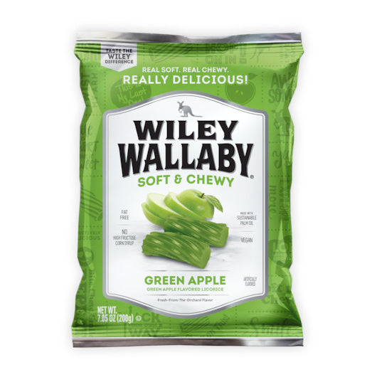 12-PACK OF Green Apple Licorice Wiley Wallaby, 12 - 7.05 Oz