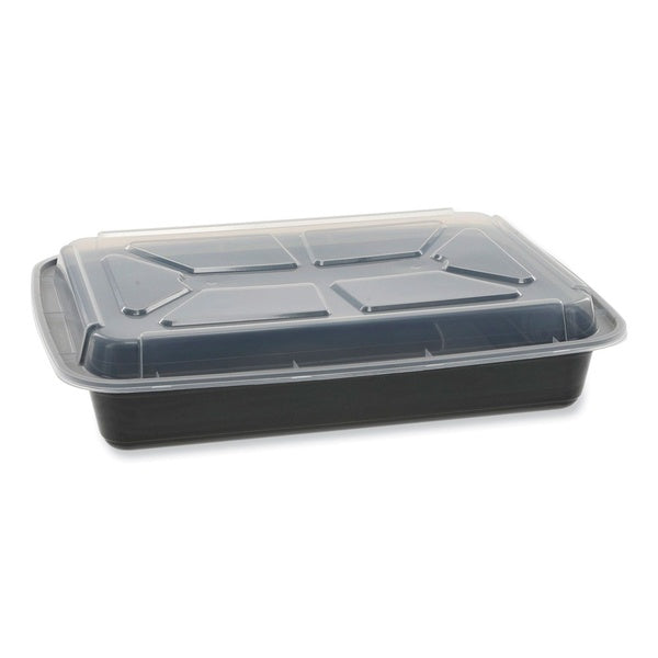 150-PACK OF Container Food Pactiv Corp. NC989B Newspring VERSAtainer 58 oz Rectangular Microwavable Containers - Black/Clear, 8.5 x 11.5 x 2.5 inches