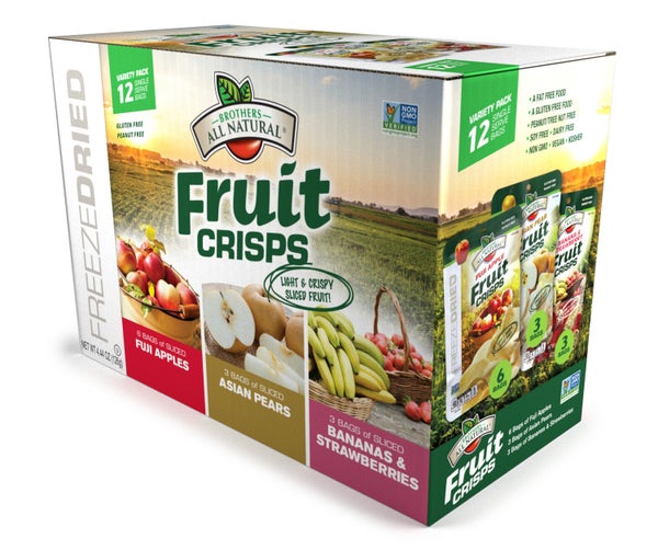 2-PACK OF Fruit Crisps Freeze Dried Variety Pack Snack Size, Apples/Pears/Banana/Strawberry, Brothers International