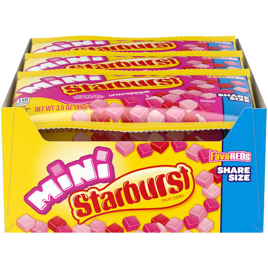 90-PACK OF Mini Fave Reds Share Size Starburst, 6 - 15 - 3.5 Oz