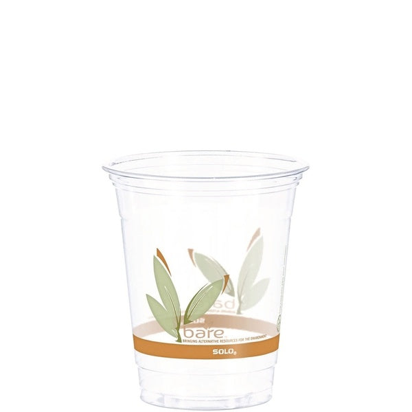 50-PACK OF Cup Cold Dart RTP12BARE Eco-Friendly 12 oz. to 14 oz. Clear RPET Squat Cold Cups with Leaf Design - 50 Pack