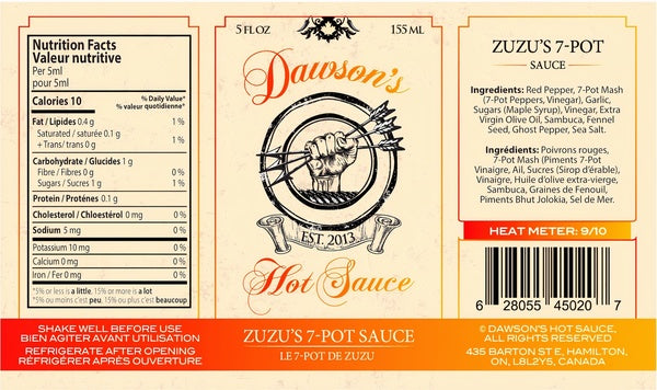 12-PACK OF Sauce Pepper 7 Pepper Dawson's Zuzu's 7 Pot Hot Sauce, Marie Sharp's, The Pepper Pantry