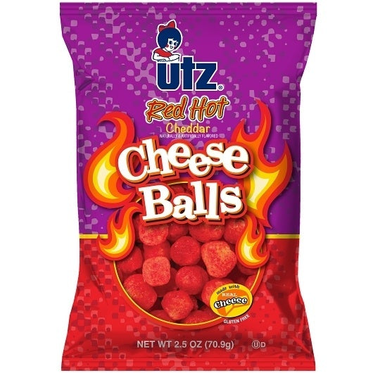 5-PACK OF Red Hot Cheese Balls Utz (Potato Chips), 5 - 2.5 Oz
