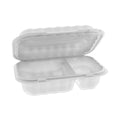 270-PACK OF Container Food Pactiv EarthChoice SmartLock 9x6x3 Inch 2-Compartment Microwavable Plastic Hinged Lid Containers - 270 Count - White
