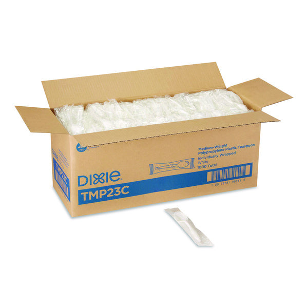 1000-PACK OF Dixie TMP23C Mediumweight Polypropylene Teaspoon Cutlery - White (1000/Carton)