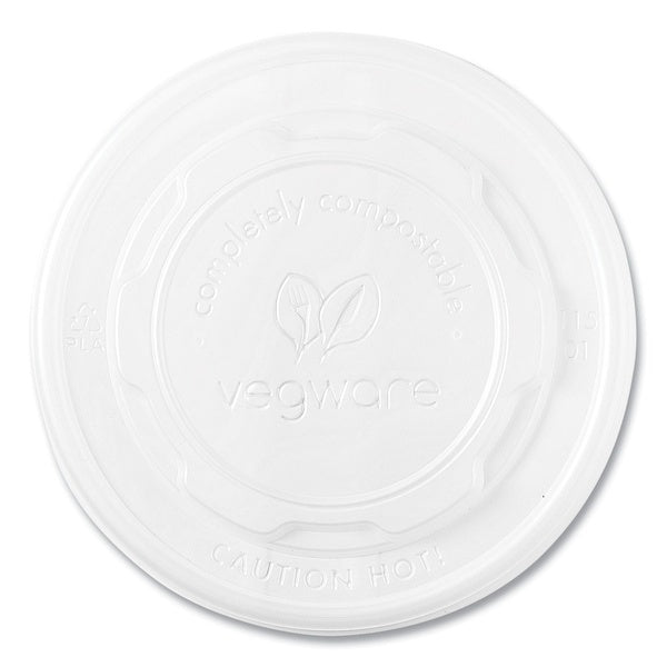 500-PACK OF Lid Flat Vegware 115-Series Compostable Flat Hot Lids - Eco-Friendly White Lids for Soup Containers (500 Count)