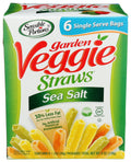 6-PACK OF SNACK VEGETABLE GARDEN VEGGIE STRAWS, SEA SALT