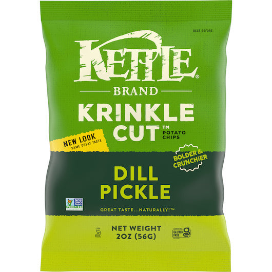 6-PACK OF Chip Krinkle Cut Dill Pickle Caddy Kettle Foods Chips, 6 - 2 Oz
