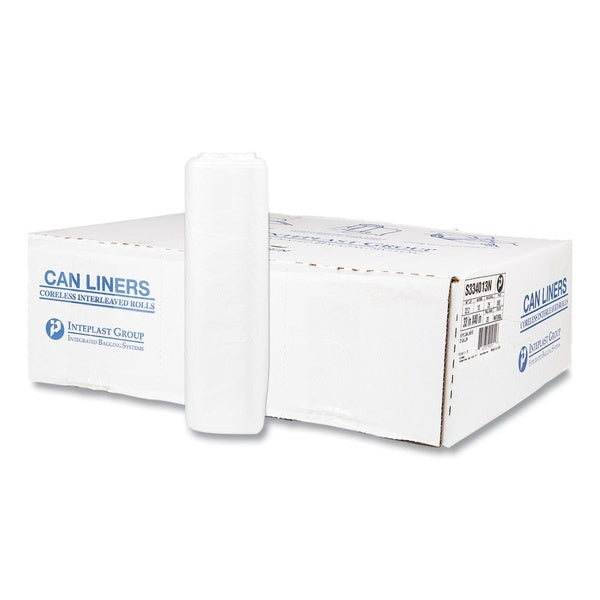 500-PACK OF Liner Trash Inteplast Group High-Density Commercial Can Liners - 33 Gallon, 13 Micron, Clear, Interleaved Design (25 Bags/Roll, 20 Rolls/Carton)