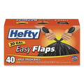 240-PACK OF Hefty E27744 30-Gallon Easy Flaps Trash Bags - 30 in. x 33 in. Black Trash Bags (40 Count, 6 Boxes per Carton) for Convenient Waste Disposal