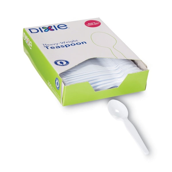 100-PACK OF Cutlery Plastic Dixie TH207 Heavyweight Plastic Teaspoons - Elegant White Cutlery (100 Count Box)