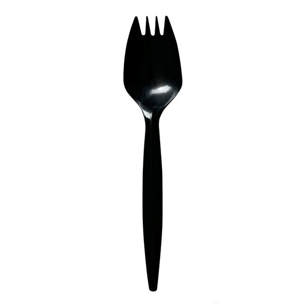 1000-PACK OF Cutlery Plastic Premium Mediumweight Wrapped Polypropylene Plastic Spork Cutlery - Black - 1000 Count for Events and Takeout
