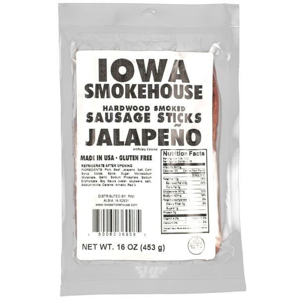 6-PACK OF Snack Sticks Jalapeño 16 oz, Iowa Smokehouse