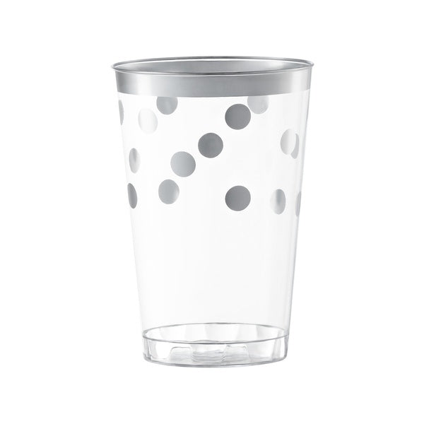 12-PACK OF Tumbler Plastic 12 oz Silver Dots