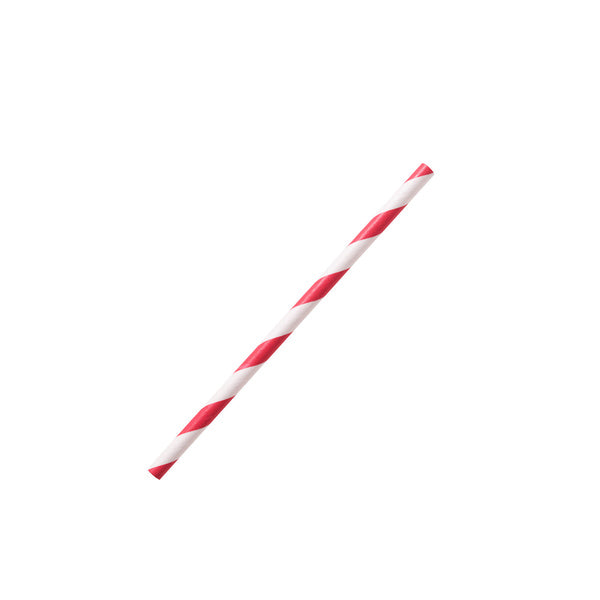 2000-PACK OF Straw UnWrp Karat Earth 5.25" Stir Paper Straw(5mm) Unwrapped, Red Spiral - 2,000 pcs