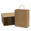 50-PACK OF Bag Paper 10x5x13 Inch 50 Count Brown 120 GSM Medium Prime Line Packaging Kraft Paper Bags with Handles, Shopping Bags for Small Business, Restaurant, Retail, Delivery, in Bulk
