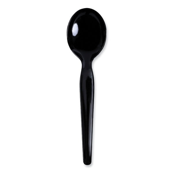 1000-PACK OF Cutlery Plastic Boardwalk Heavyweight Black Polystyrene Soup Spoons - 1000 Count for Catering and Events