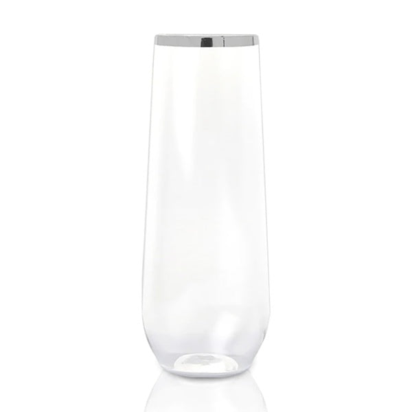 4-PACK OF Glass Flute 9 oz Stemless Plastic