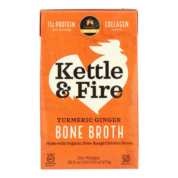 6-PACK OF Broth Chicken Turmeric Ginger Kettle And Fire 16.9 oz