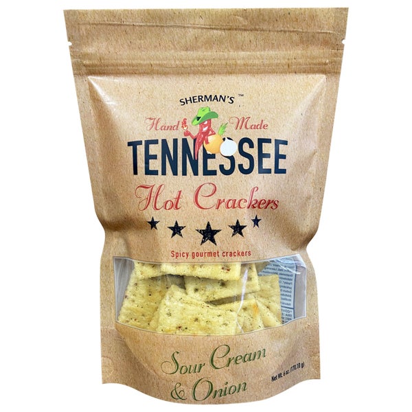 30-PACK OF Crackers Hot, Sour Cream + Onion Lg Case, Sherman's Tennessee Hot Crackers