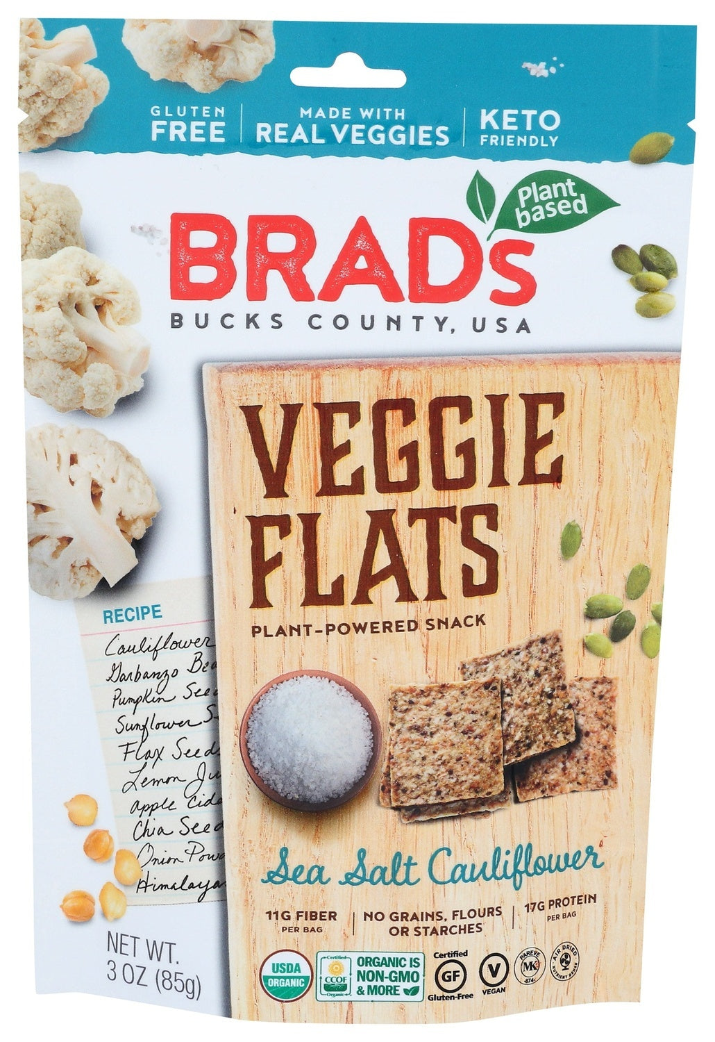 12-PACK OF SNACK VEGETABLE VEGGIE FLATS, SEA SALT CAULIFLOWER