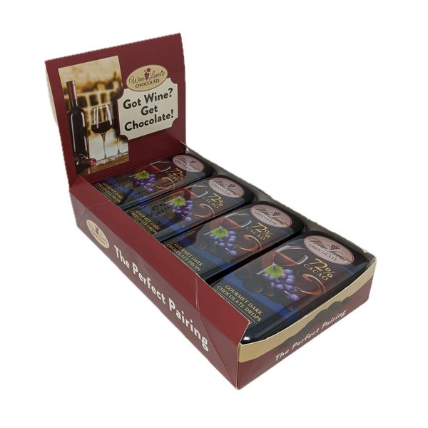 8-PACK OF Chocolate Wine Lover's 72%, Pairs with Zinfandel, San Francisco Chocolate Factory