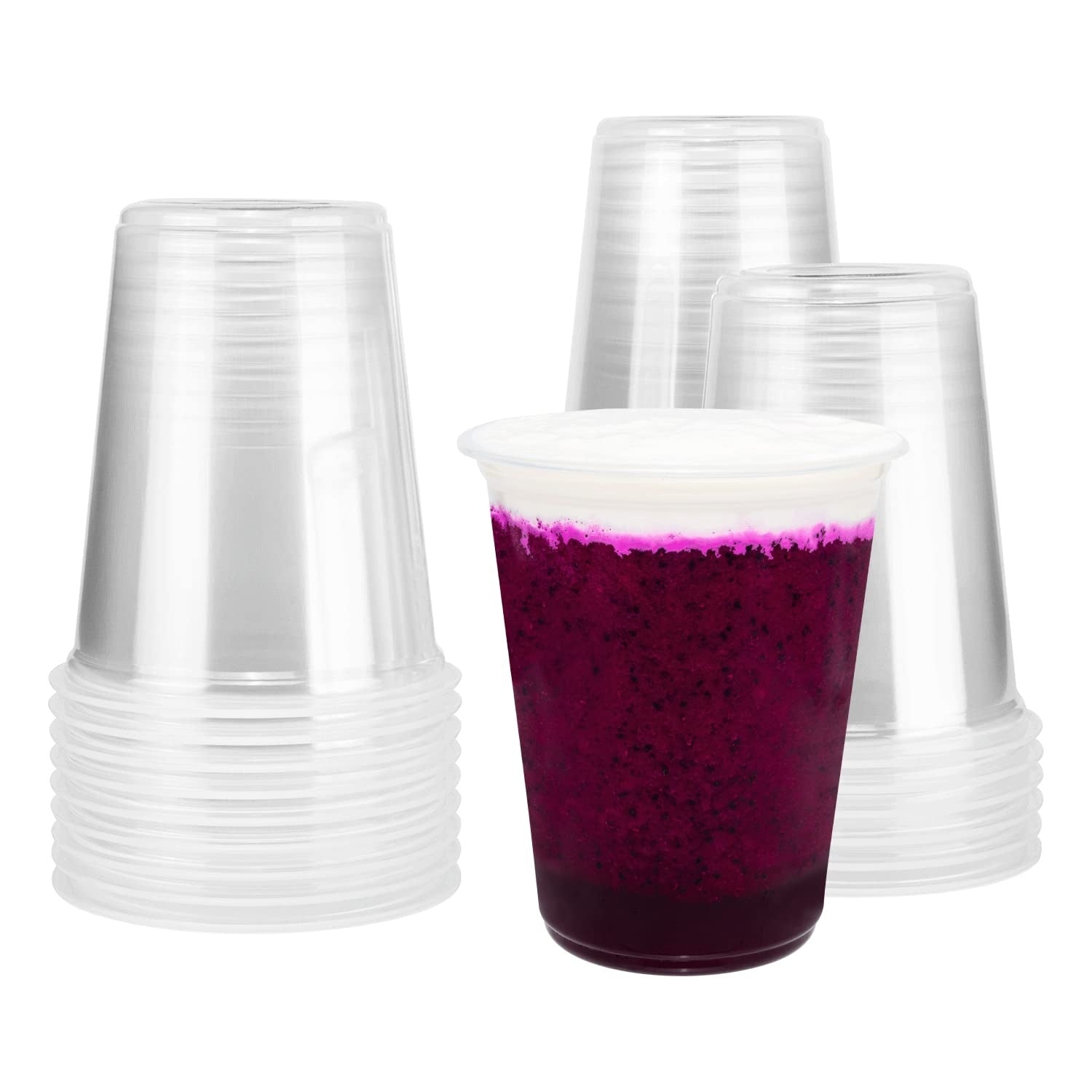500-PACK OF Cup Plastic Karat [500 Pack - 30oz] Extra Wide Clear Plastic Cups, Flat Rim PP Cups for Sealing Film (120mm) - C1033