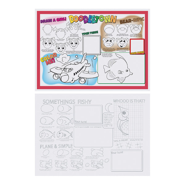 1-PACK OF PLACEMAT PAPER DOODLETOWN FUN