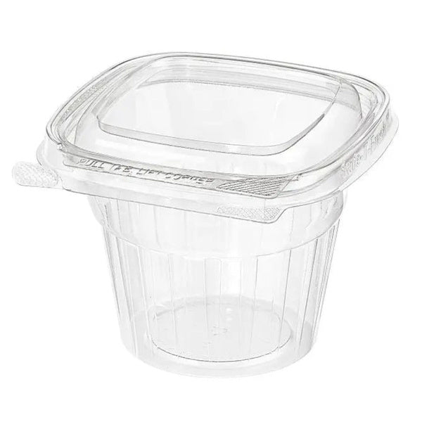 232-PACK OF Inline Plastics Safe-T-Fresh Tamper Evident & Tamper Resistant Clamshell 12 oz. Square Top Cup with Round Base