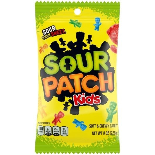 8-PACK OF Gummy Candy Peg Bag Sour Patch Kids Candy, 8 - 8 Oz
