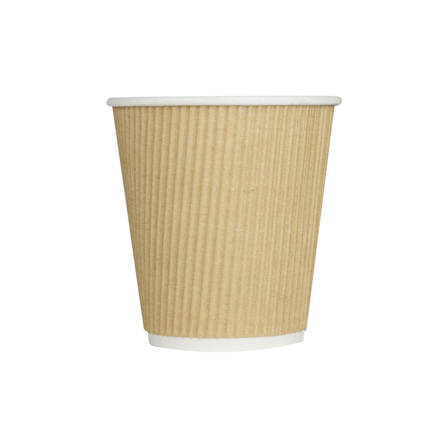 500-PACK OF Cup Paper Karat 10oz Ripple Paper Hot Cups - Kraft (90mm) - 500 ct