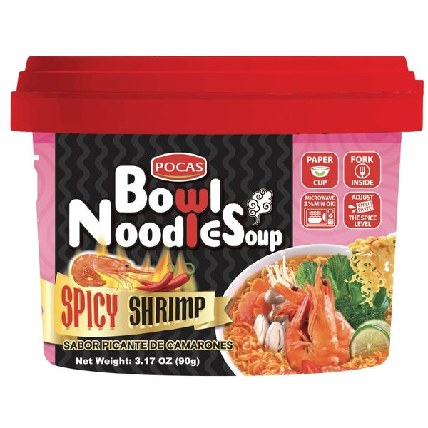 12-PACK OF Bowl Noodle Soup, Spicy Shrimp, 12/3.17 oz
