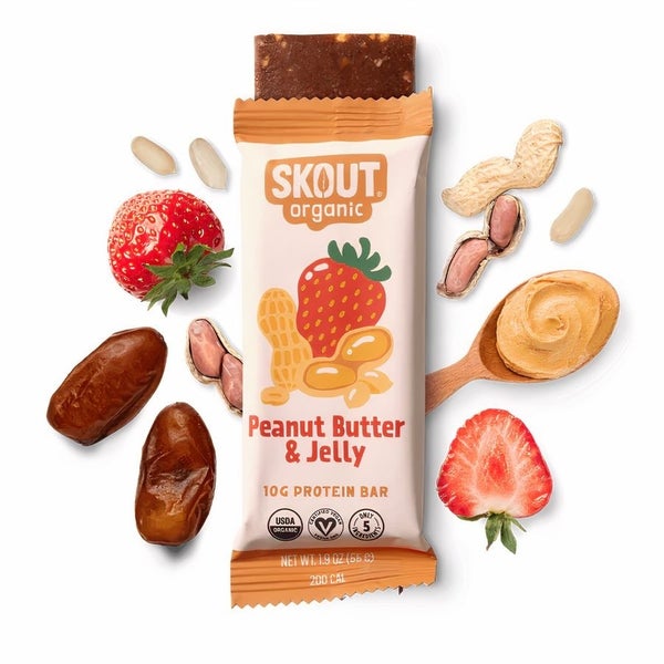 72-PACK OF Snack Bar Peanut Butter Jelly Protein, Skout Organic