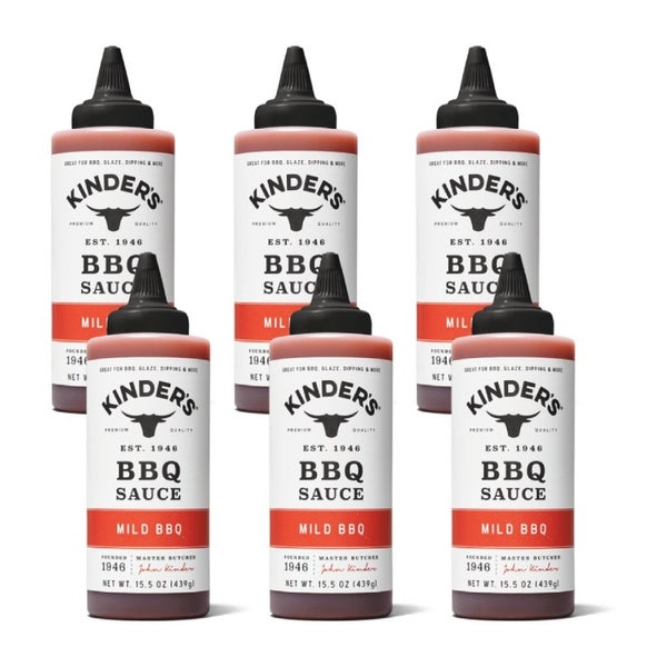 6-PACK OF Sauce Bbq Mild Squeeze Kinders 15.5 fz