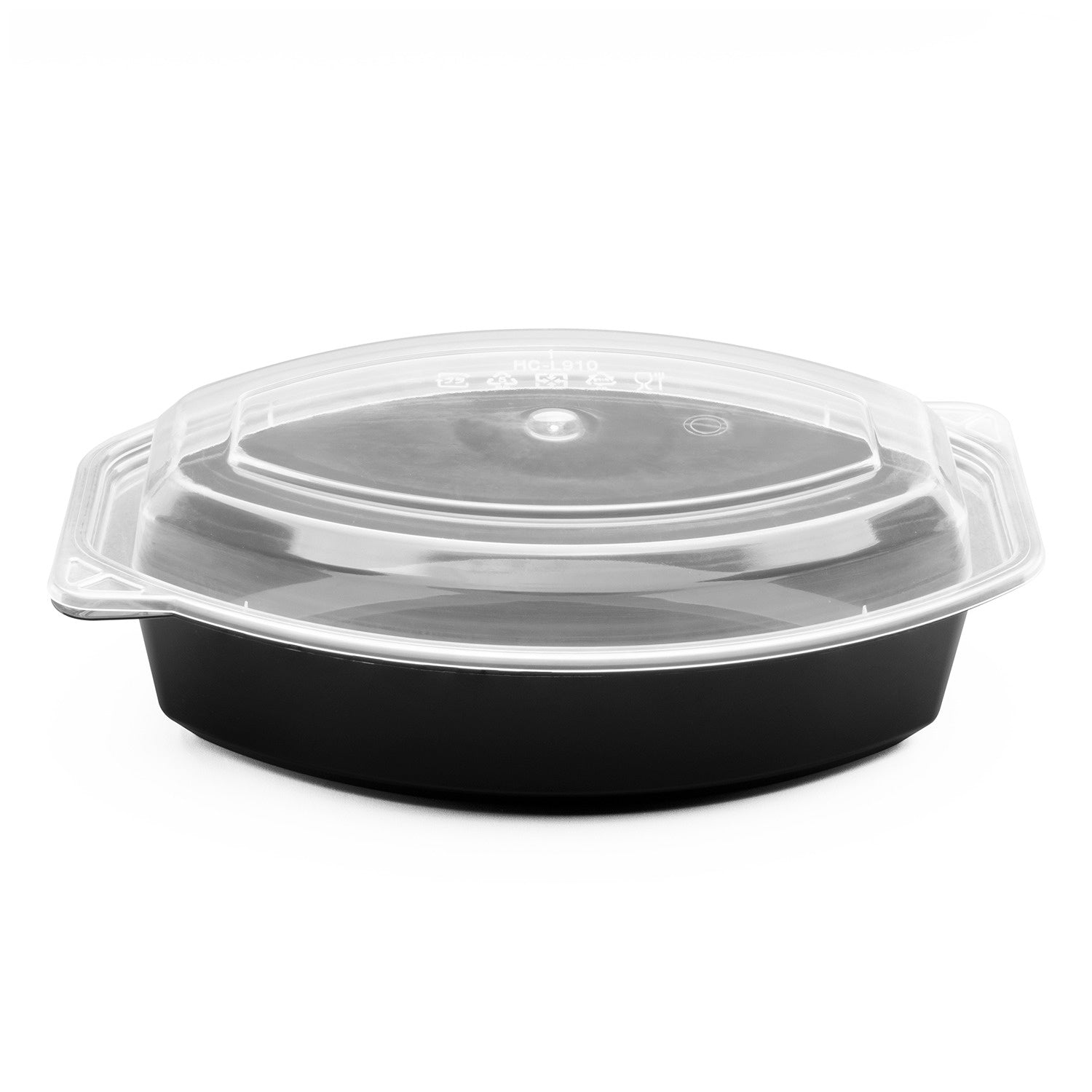 150-PACK OF Container Takeout Karat150 sets 24 oz PP Microwaveable Oval Food Container with Clear Lid, Black