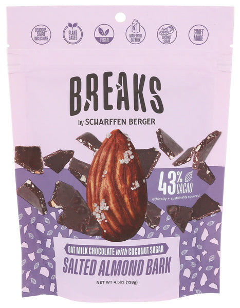 8-PACK OF SNACK CHOCOLATE SALTED ALMOND BARK 4.5 OUNCE - CASE OF 8