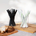 2500-PACK OF Straw Wrapped Karat Earth 8.75" Giant PLA Straw (8mm) Paper Wrapped, Black - 2,500 pcs