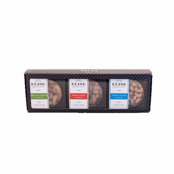 6-PACK OF Cashews Roasted, Tasting Trio Elise Artisan Nuts